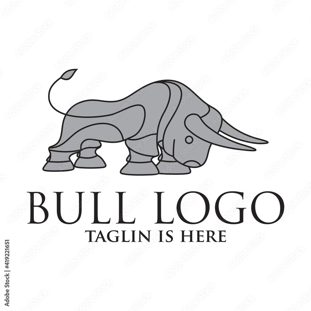 Obraz premium bull line toro art outline monoline linear logo vector icon, Angry Bull or Taurus Logo Mascot. Vector Illustration.