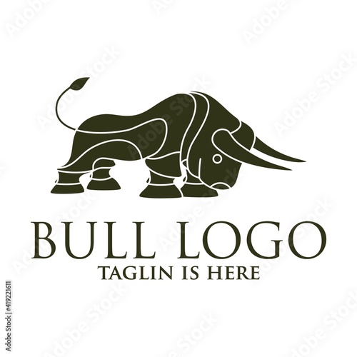 bull line toro art outline monoline linear logo vector icon, Angry Bull or Taurus Logo Mascot. Vector Illustration.
