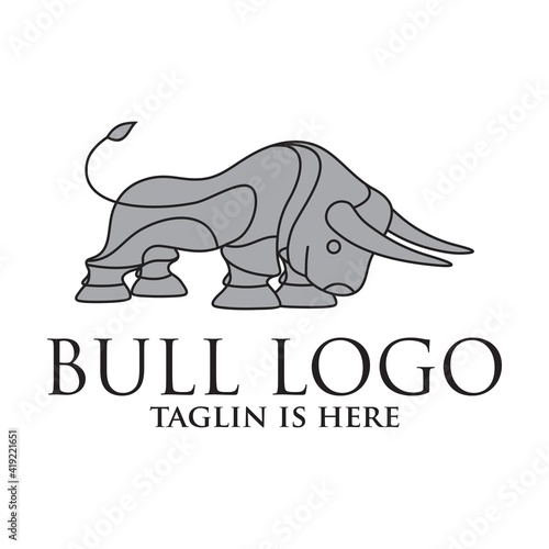 bull line toro art outline monoline linear logo vector icon, Angry Bull or Taurus Logo Mascot. Vector Illustration.