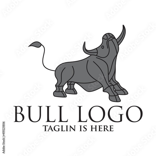 bull line toro art outline monoline linear logo vector icon, Angry Bull or Taurus Logo Mascot. Vector Illustration.