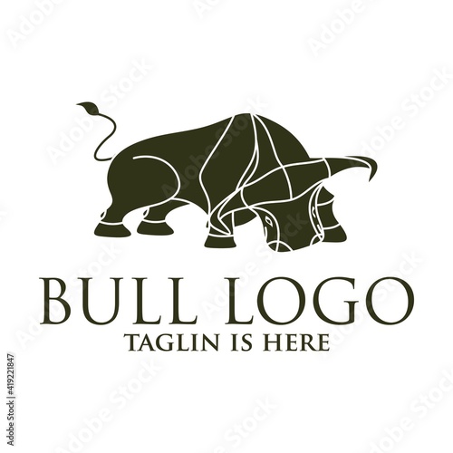 bull line toro art outline monoline linear logo vector icon, Angry Bull or Taurus Logo Mascot. Vector Illustration.