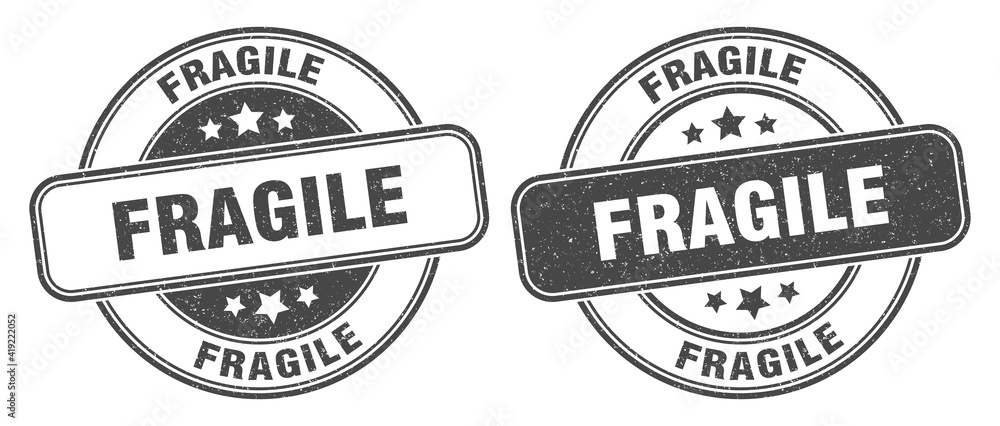fragile stamp. fragile label. round grunge sign fragile stamp. fragile label. round grunge sign