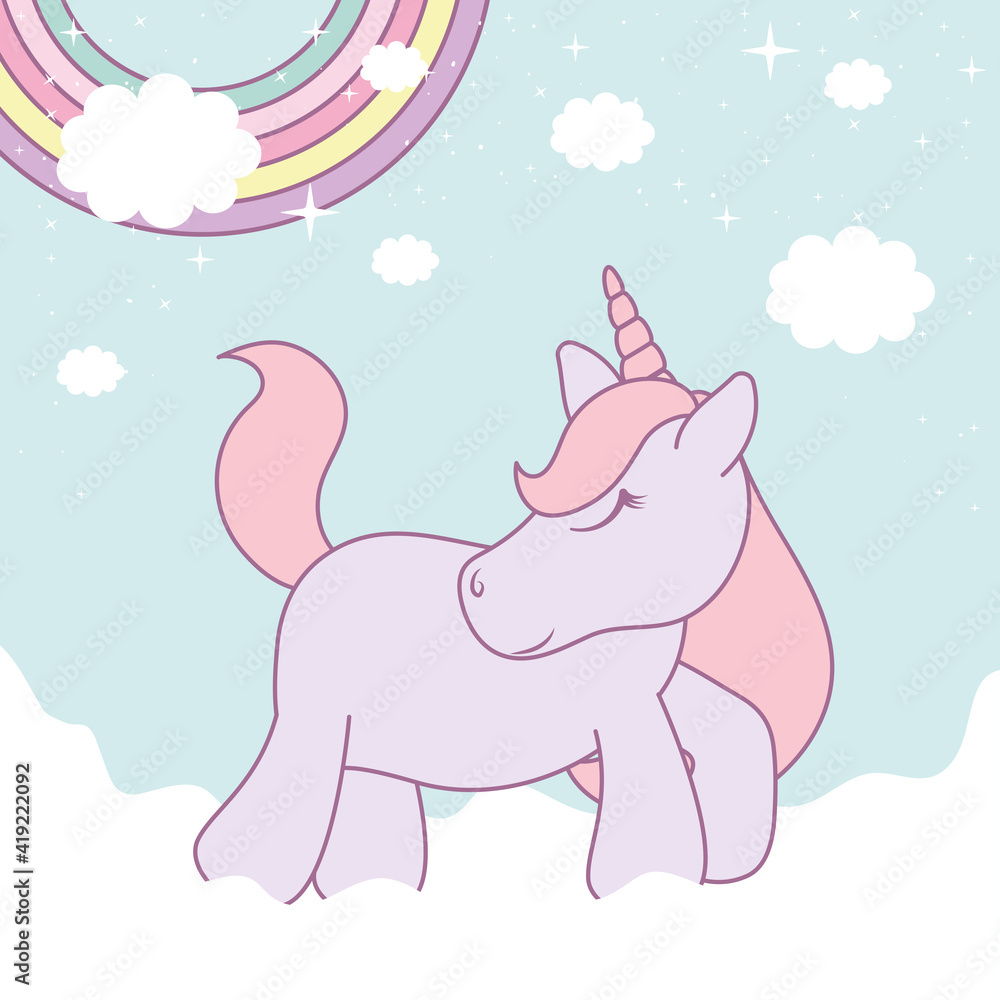 unicorn over clouds