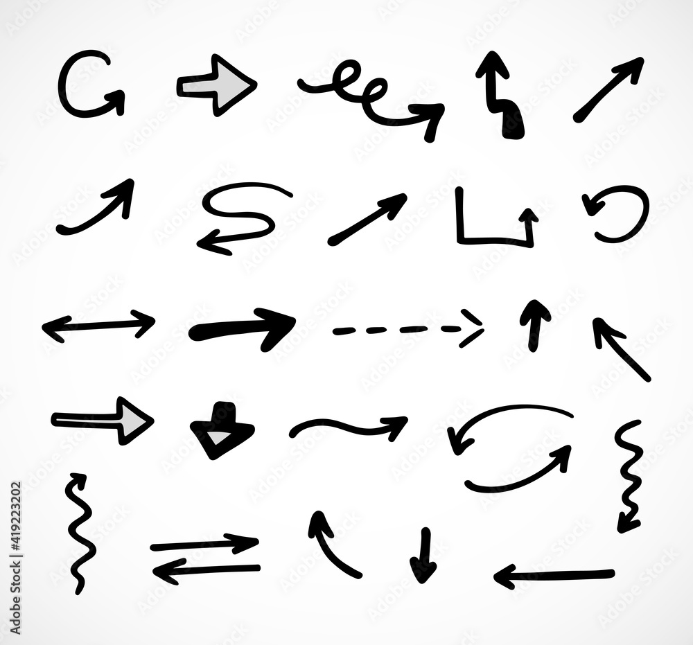 Vector set of hand-drawn arrows, elements for presentation Vector set of hand-drawn arrows, elements for presentation