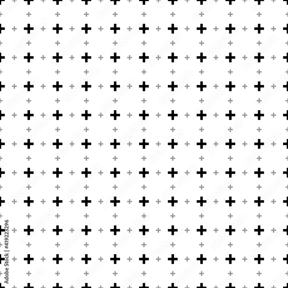 Obraz premium Square seamless background pattern from black plus symbols are different sizes and opacity. The pattern is evenly filled. Vector illustration on white background