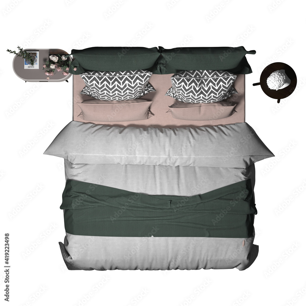 BED TOP VIEW - BEDROOM IN PLAN Stock Illustration | Adobe Stock