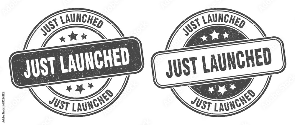 just launched stamp. just launched label. round grunge sign just launched stamp. just launched label. round grunge sign