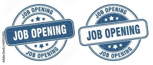 job opening stamp. job opening label. round grunge sign