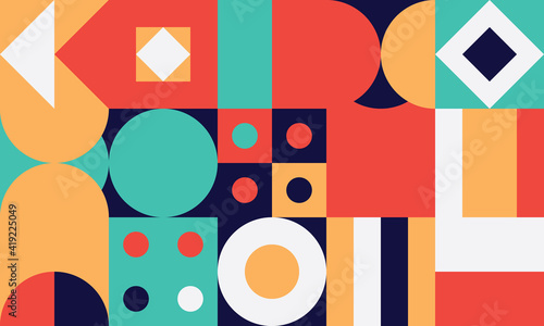 Simple geometric vector pattern. Bright color palette.