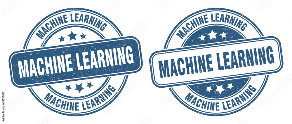 Fototapeta premium machine learning stamp. machine learning label. round grunge sign