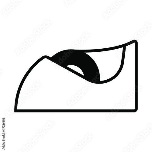 Tape dispenser Icon. Adhesive masking tape Vector Illustration. Isolated Scotch tape in the dispenser box black and white symbol.