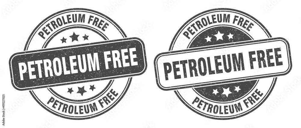 petroleum free stamp. petroleum free label. round grunge sign