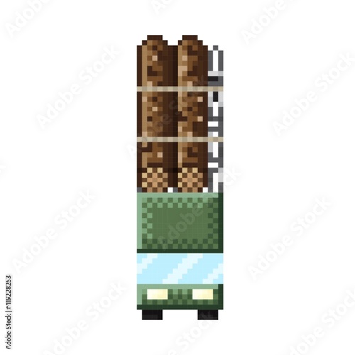 Log truck pixel art. A truck pixel art.