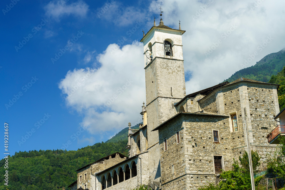 Old church of San Bartolomeo at Caspano, in Valtellina, italy