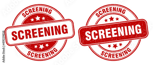 screening stamp. screening label. round grunge sign