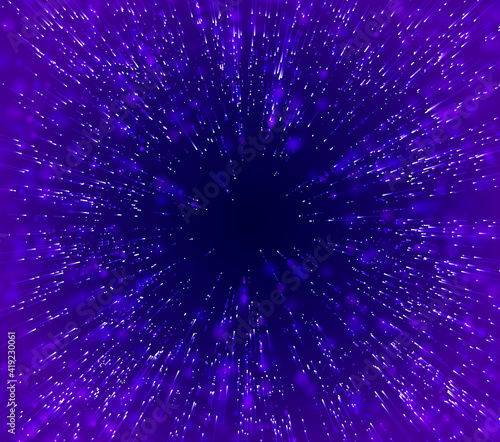 Hyperspace warp hyper speed. Warp jump portal effect. Galaxy explosion movement