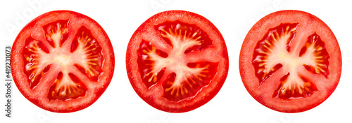 Fényképezés Tomato slice top view isolate