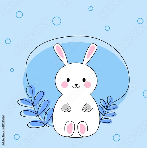 happy easter bunny with eggs