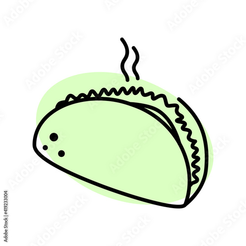 Taco flat icon. Pictogram for web. Line stroke. Isolated on white background. Vector eps10