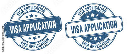 visa application stamp. visa application label. round grunge sign