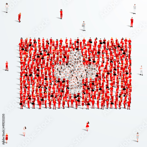 Switzerland Flag. A large group of people form to create the shape of the Swiss flag. Vector Illustration.