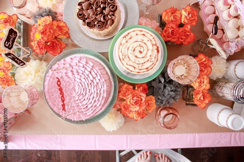 vintage pink party table