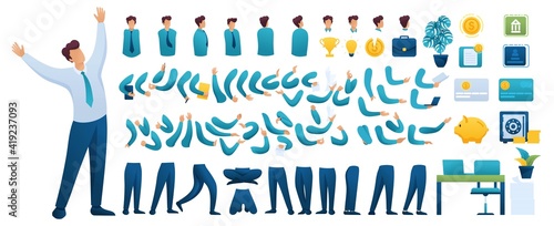 Constructor for creating a Businessman N9. Create your own Businessman character with a Set of hands and feet. Flat 2D characters