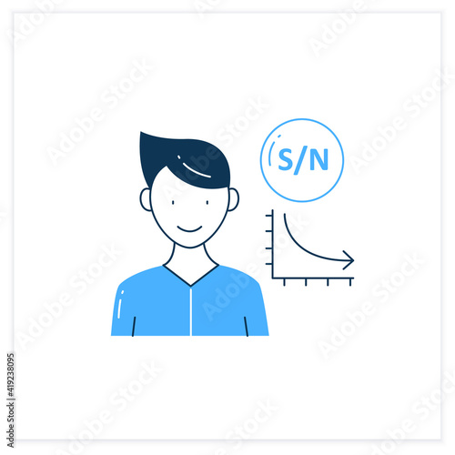 Low signal flat icon. Low signal to noise ratio. Minimum level to establish connections.Information overload concept. Vector illustration