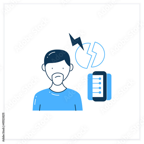 Fake information flat icon. Contradictions and inaccuracies in available information. Information overload concept. Vector illustration