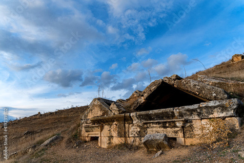 Ruins of the ancient city of Hierapolis nothern necropolis in Turkey photo