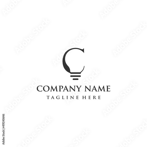 Premium bulb combination C letter logo design