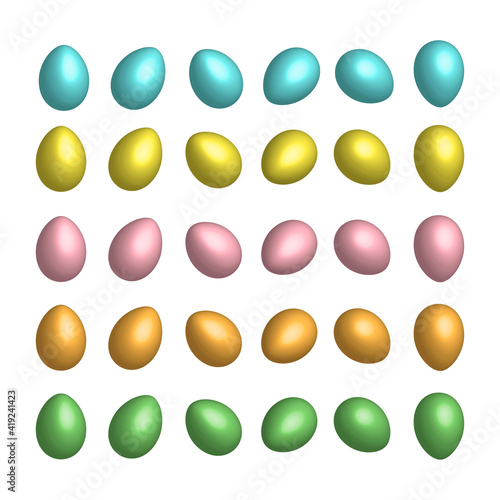 Happy Easter. Collection of easter eggs in different positions for create animation. Frame by frame. Vector illustration. Eps 10