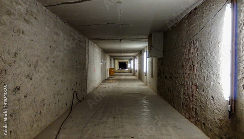 old abandoned endless corridor