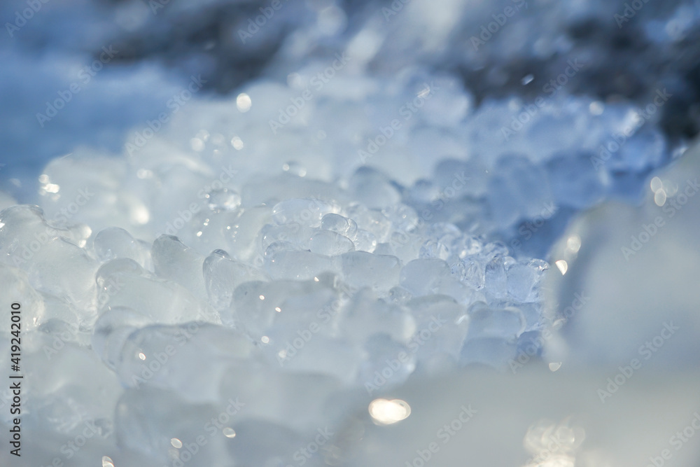 Ice texture. Frozen mountain stream. Bizarre ice shapes. Frozen water Ice texture. Frozen mountain stream. Bizarre ice shapes. Frozen water