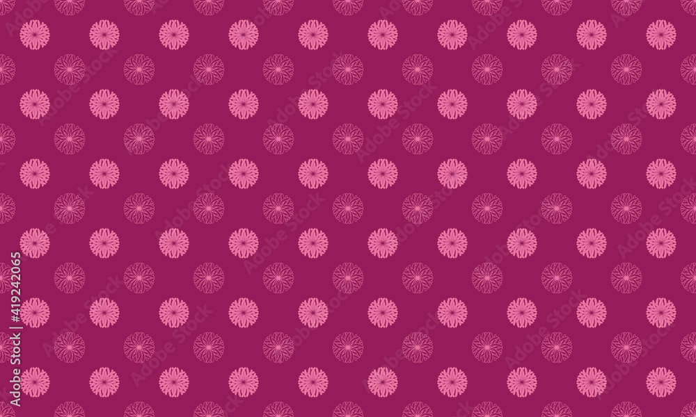 菊模様　シームレスパターン　紫　ピンク
