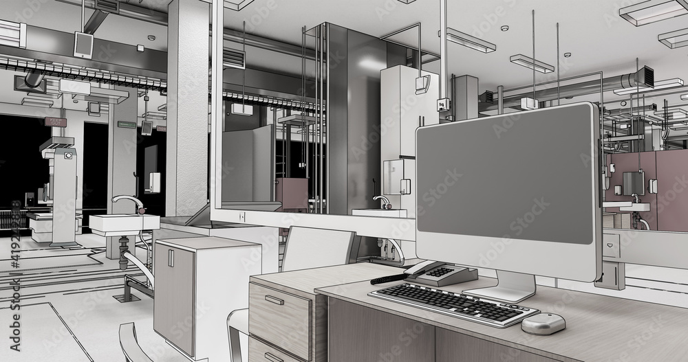 Conceptual visualization of workspace office center