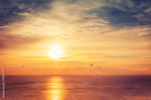 Fototapeta Naklejka Na Ścianę i Meble -  Bright beautiful sunrise or sunset at sea