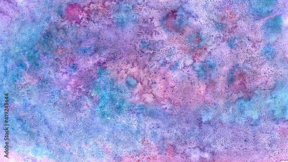 abstract textural background with violet, pink and blue paint texture spots