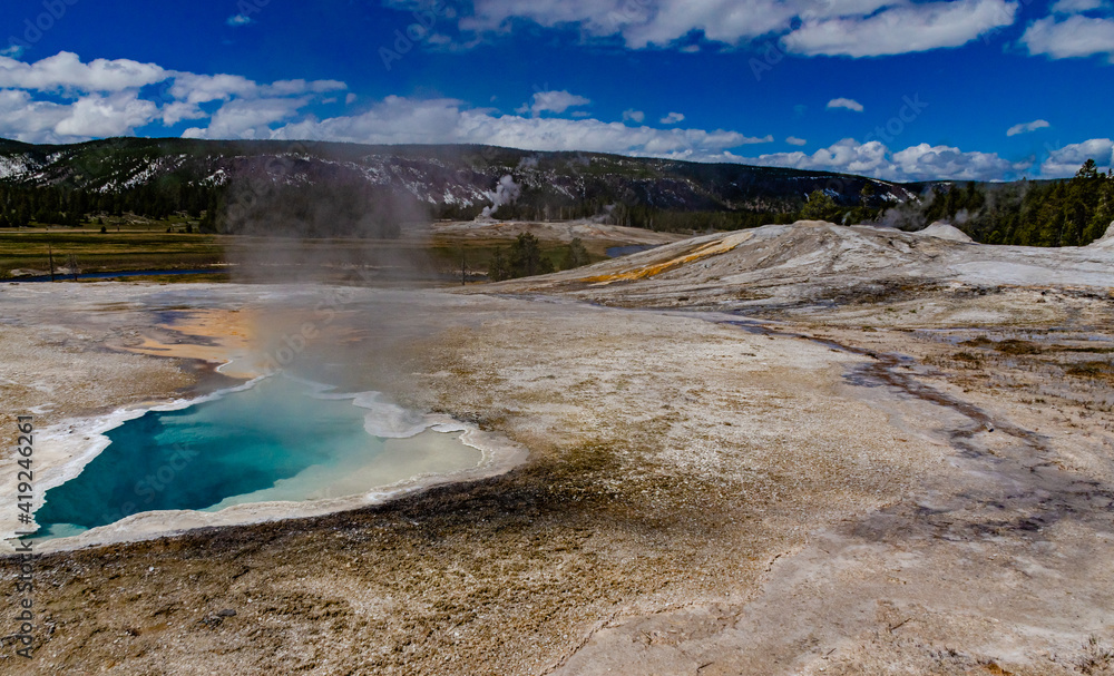 Boiling water bubbler Geyser. Active geyser with major eruptions. Yellowstone NP, Wyoming, US Boiling water bubbler Geyser. Active geyser with major eruptions. Yellowstone NP, Wyoming, US