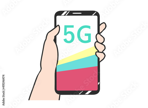 スマホを持つ　5G