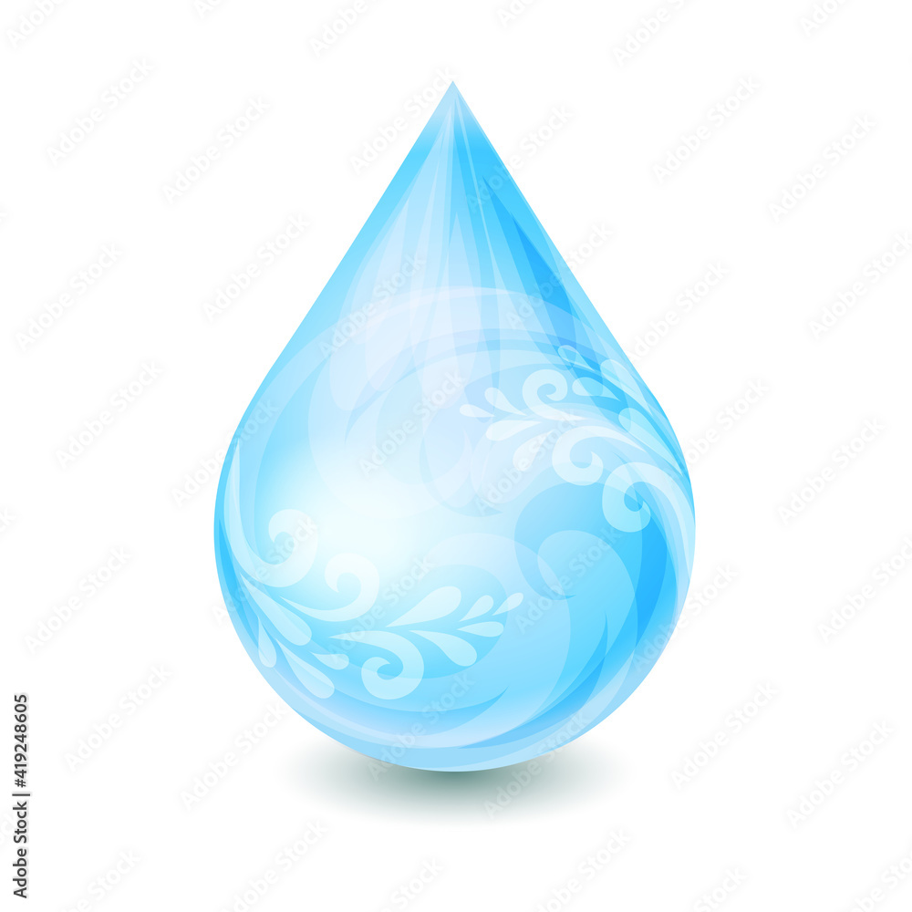 Obraz premium Water symbol. Blue magic water drop. Vector illustration.