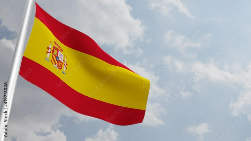 Spain Flag with 3D Rendering Big Closeup. 4K Spain Flag with 3D Rendering Big Closeup. 4K