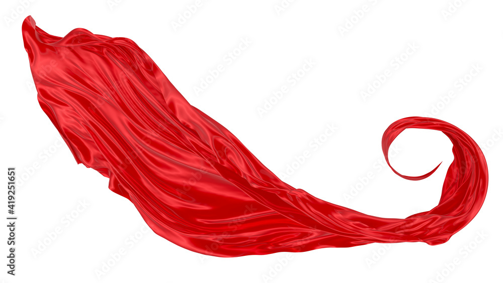 Beautiful flowing fabric of red wavy silk or satin. 3d rendering image. Beautiful flowing fabric of red wavy silk or satin. 3d rendering image.