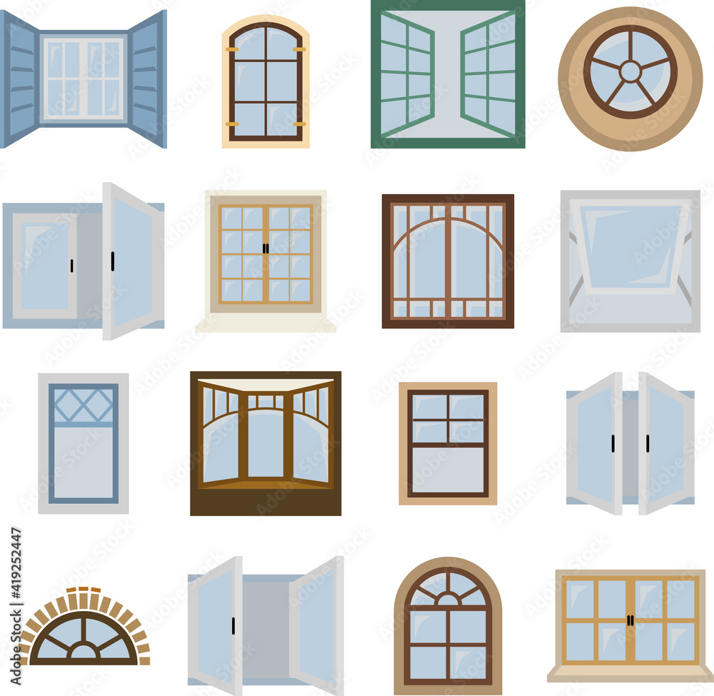 Obraz premium Windows vector icons set on gray