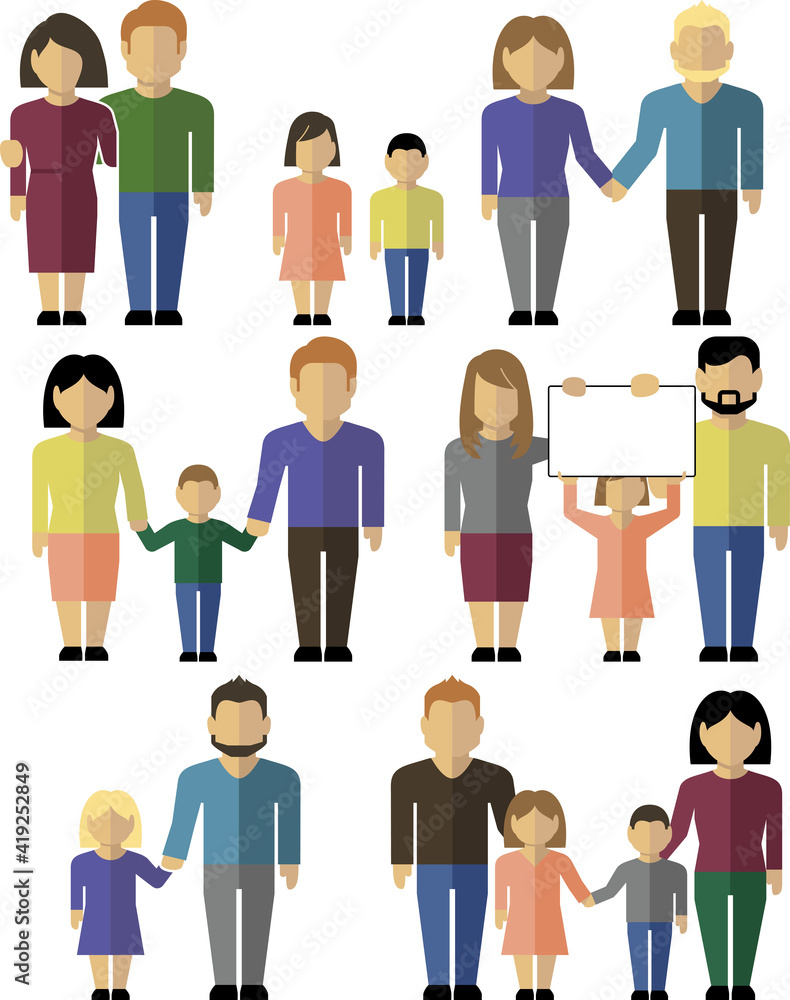 male and female faces avatars. flat style vector icons male and female faces avatars. flat style vector icons