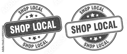 shop local stamp. shop local label. round grunge sign