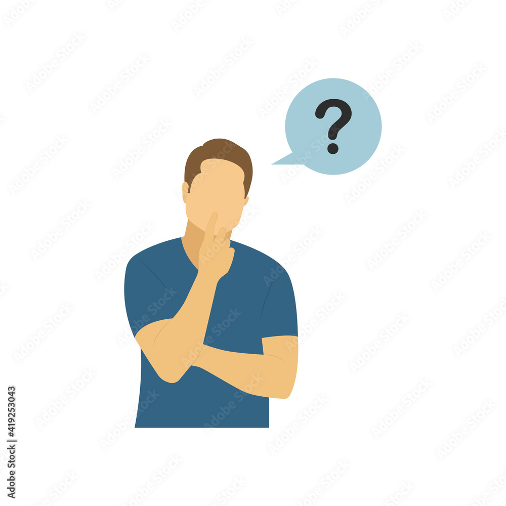 Flat character people thinking vector graphics Flat character people thinking vector graphics