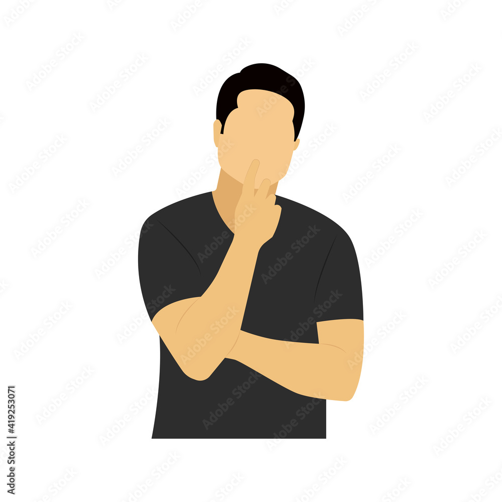 Flat character people thinking vector graphics Flat character people thinking vector graphics