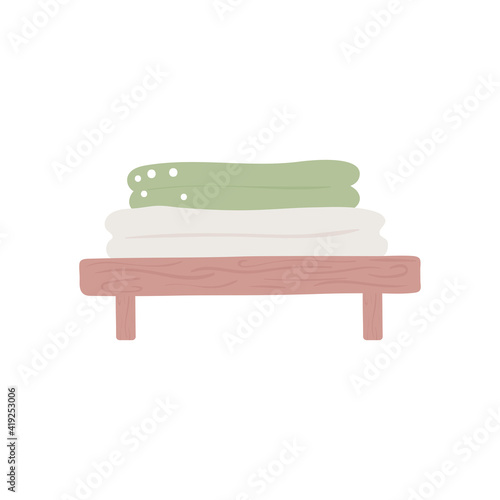 towels on wooden