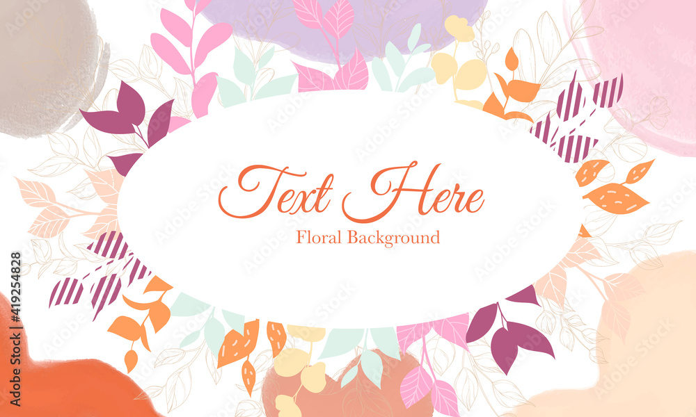 Obraz premium Colorful floral background with flat leaves and gold leaves